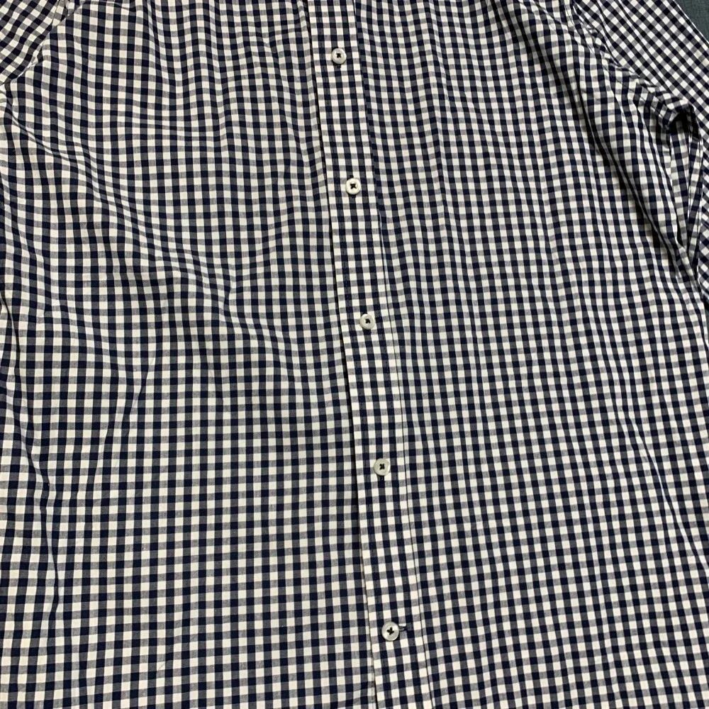 Banana Republic Slim Fit Shirt Mens Large White Black Plaid Business Button Up